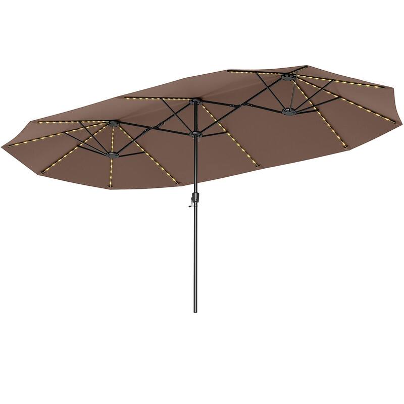 Costway 15.5 FT Extra-Large Patio Umbrella with LED Solar Lights & 12 - See Details