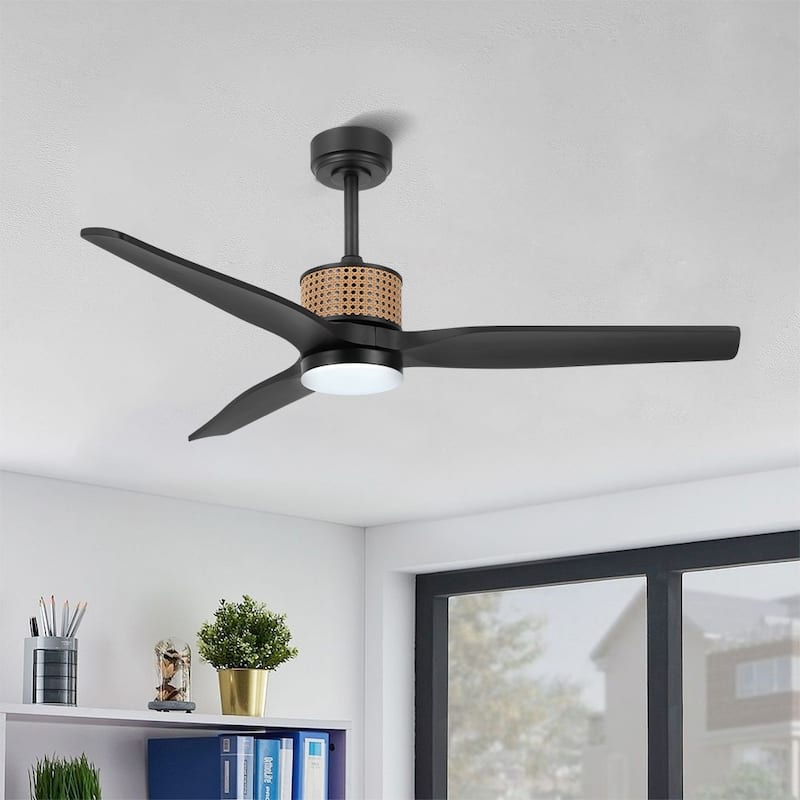 MLiAN 52 In. 3 Solid Wood Indoor Ceiling Fan with Light Kit - 52"