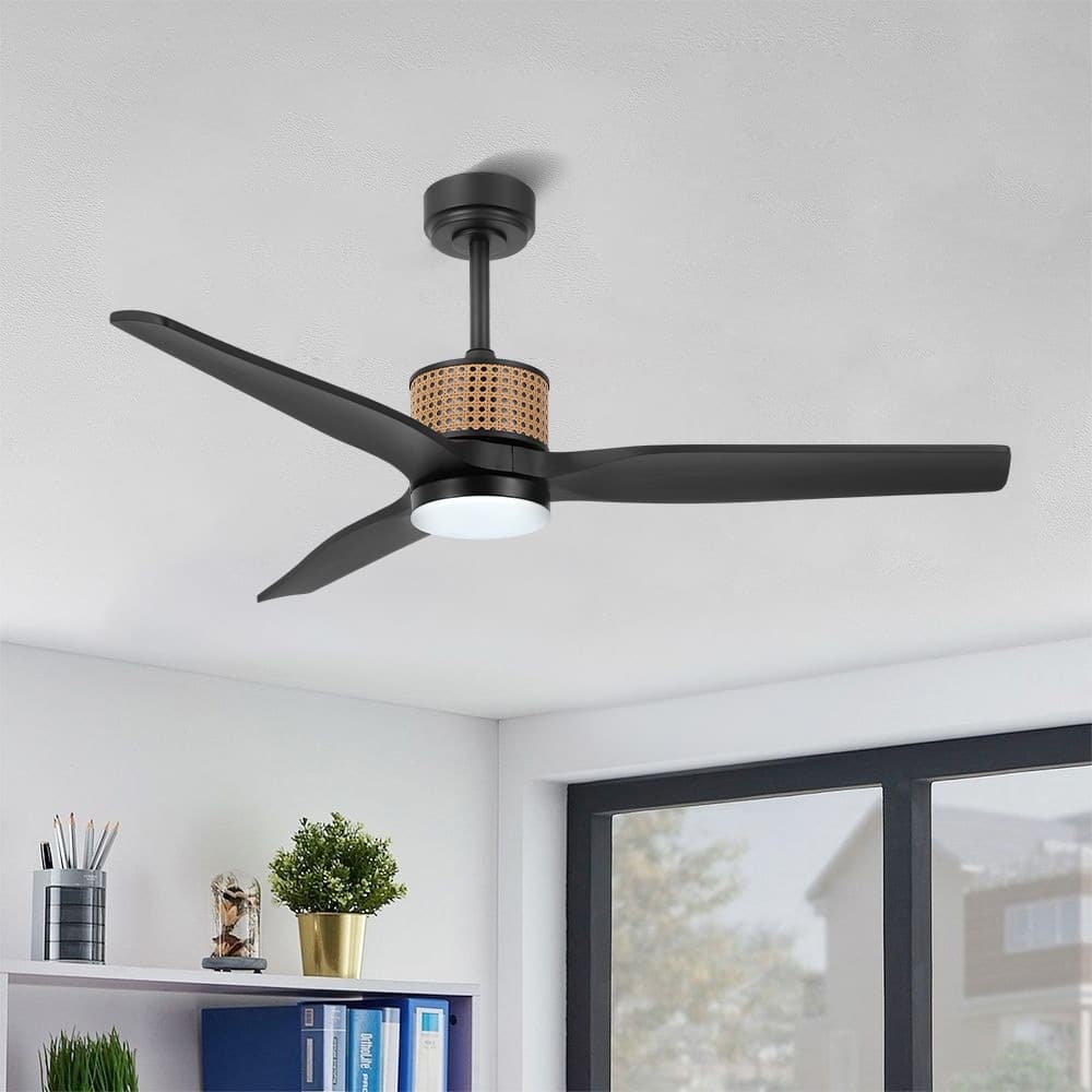 MLiAN 52 In. 3 Solid Wood Indoor Ceiling Fan with Light Kit - 52"
