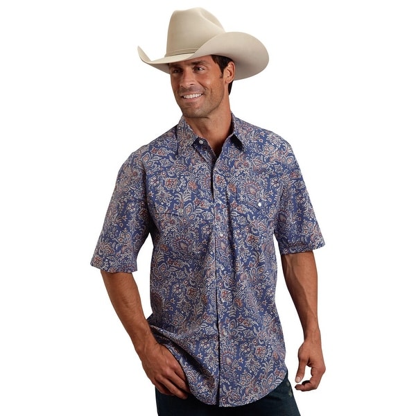Stetson Western Shirt Mens L/S Paisley Snap Blue 11-002-0425-0446 BU