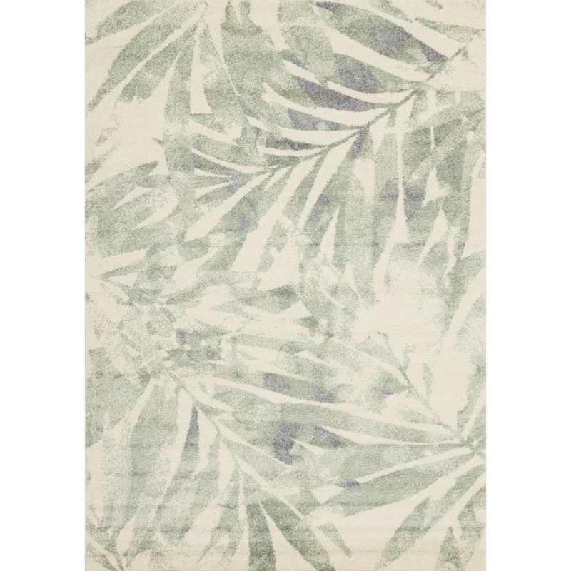 Flynn Collection - Cream/Green Palm Branch Rug