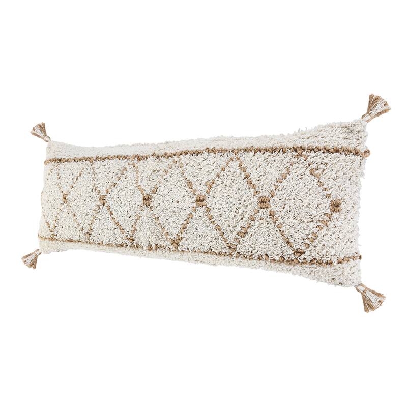 Sevita Boho-Chic Diamond Jute and Cotton Throw Pillow