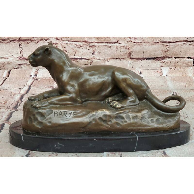 Hot Cast Bronze Cougar Puma Mountain Imitative Lion Resting Guardian Statue Sculpture Art