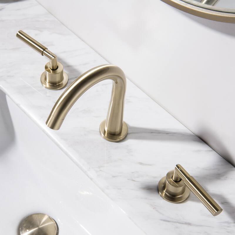 Luxury 2-Handle Gold / Black Bathroom Sink Faucet 3 Hole Widespread In Brass