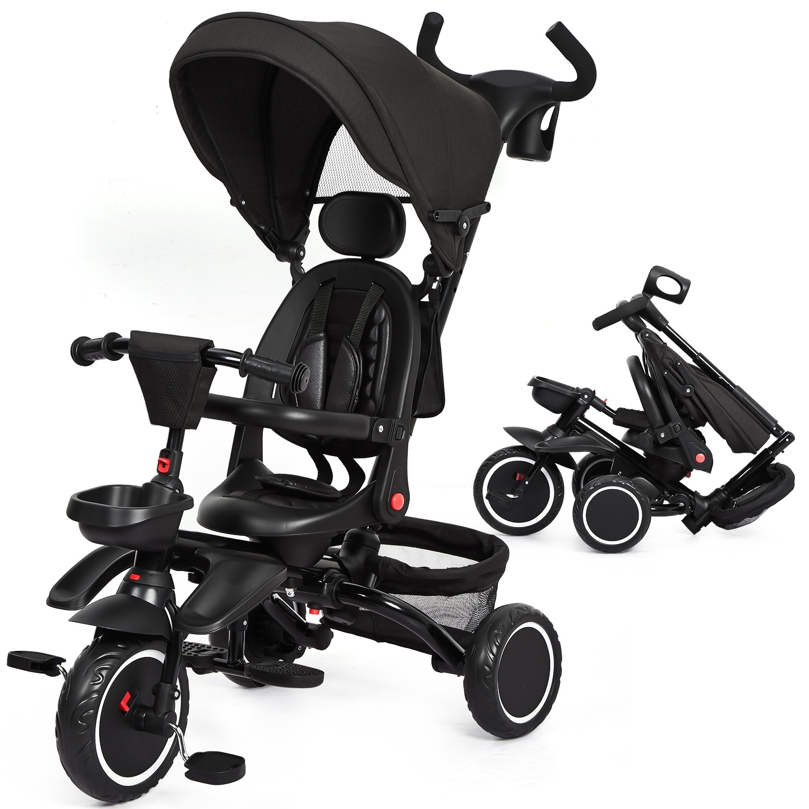 7 in 1 Folding Toddler Bike w Removable Adjustable Push Handle