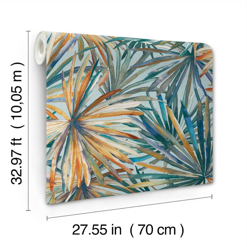 A-Street Prints Corifa Sea Green Palm Leaf Wallpaper