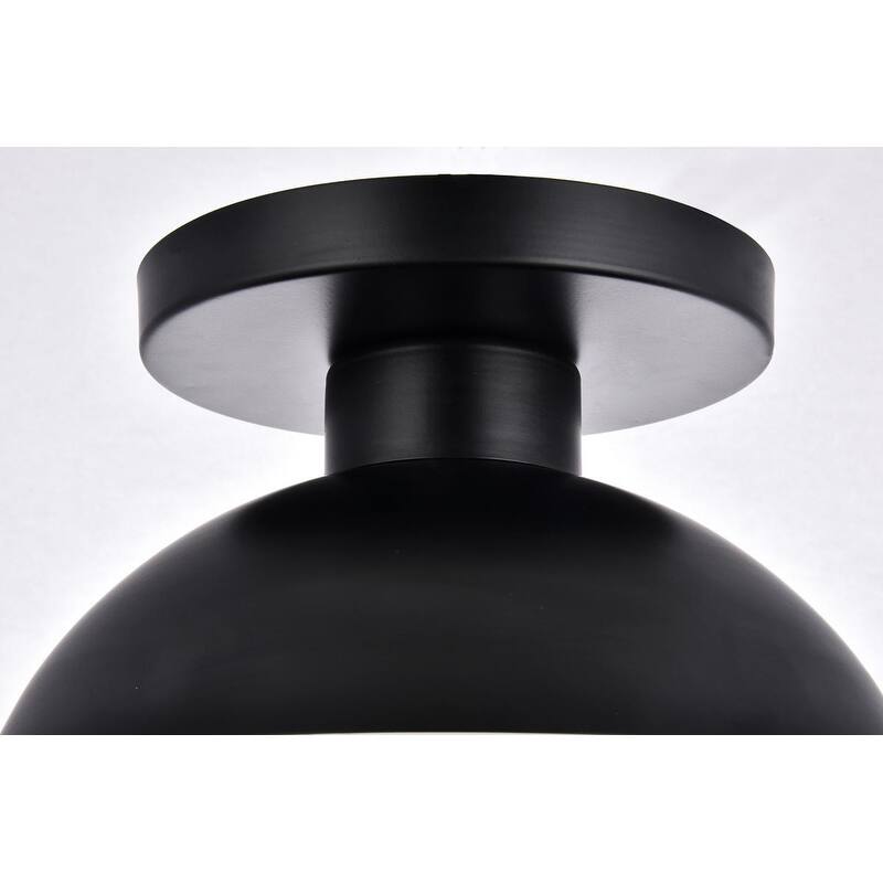 Mid-century Modern 1-light Flush Mount with Glass Orb Shade - N/A