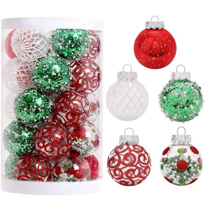 25 Pcs Christmas Decoration Ball Ornaments Set for Holiday Party Wedding - N/A - Red