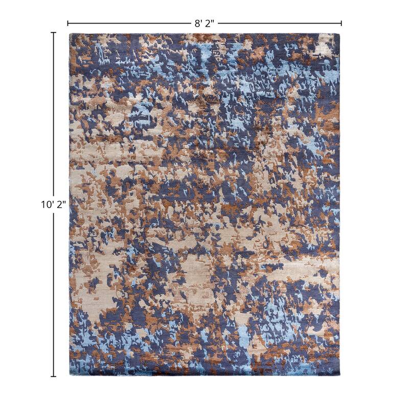Modern One-of-a-Kind Hand-Knotted Area Rug, Beige - 8' 2" x 10' 2"