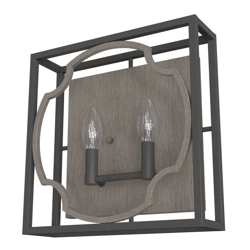 Hunter Stone Creek 2-Light Wall Sconce - Bathroom, Hallway, Laundry - Farmhouse, Rustic, Transitional - Damp Rated!