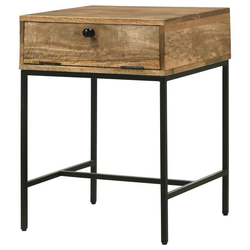 16 in. Brown and Black Rectangle Wood End Table, Sturdy Build End Side Table for Living Rooms