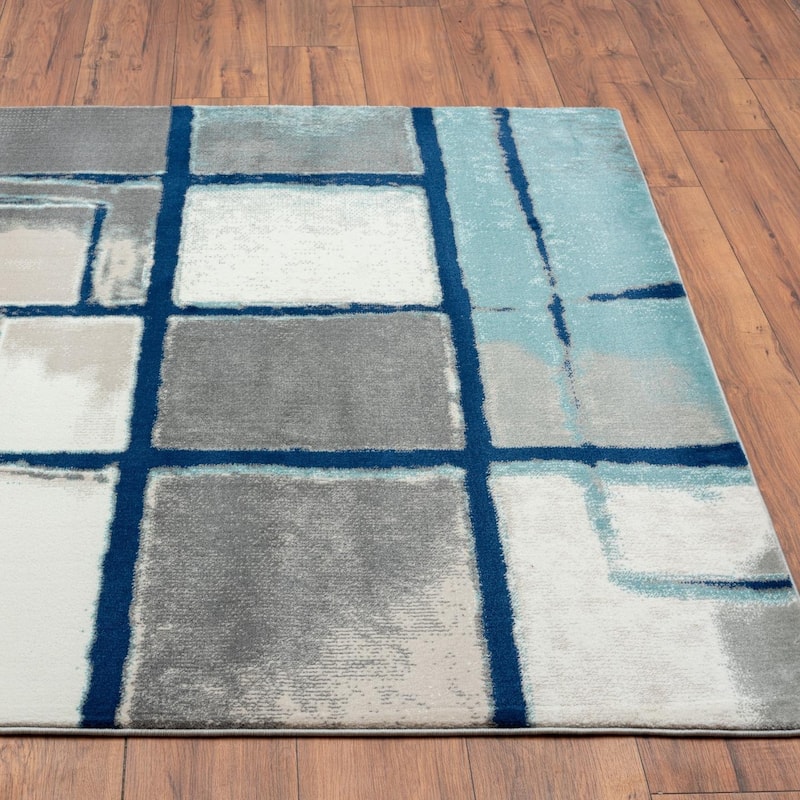 Luxe Weavers Abstract Geometric Grid Area Rug