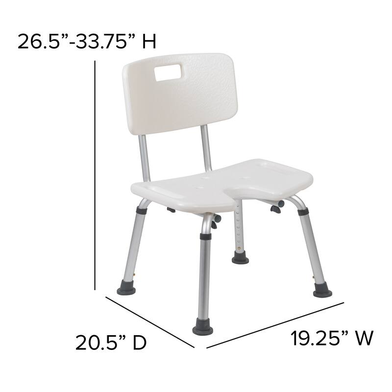 Tool-Free 300 Lb. Capacity, U-Shaped Adjustable White Bath & Shower Chair