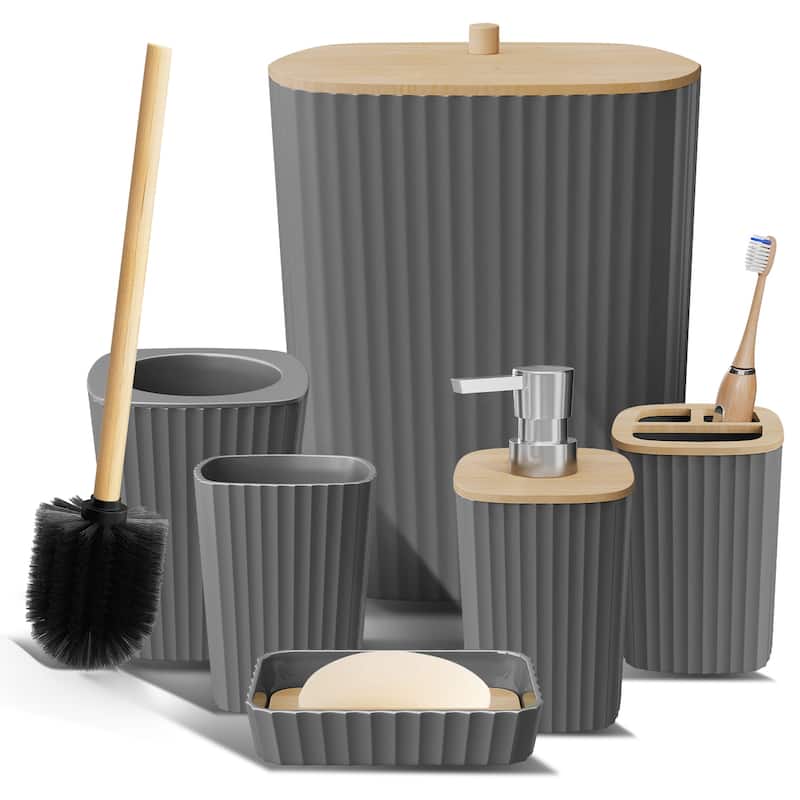 Emperyan Bathroom Accessory Set - Complete Set - Grey