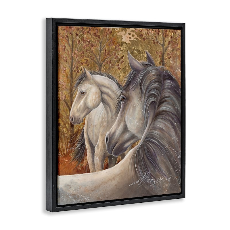 Stupell Horses in Autumnal Forest Framed Floater Canvas Wall Art Design By Jody Bergsma