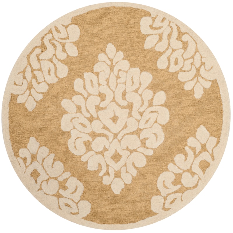 Martha Stewart by SAFAVIEH Floral Damask Wool Rug - 4' Round - Dune