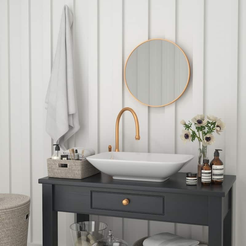 Accent Wall Mount Mirror with Aluminum Frame - Round Wall Mirror