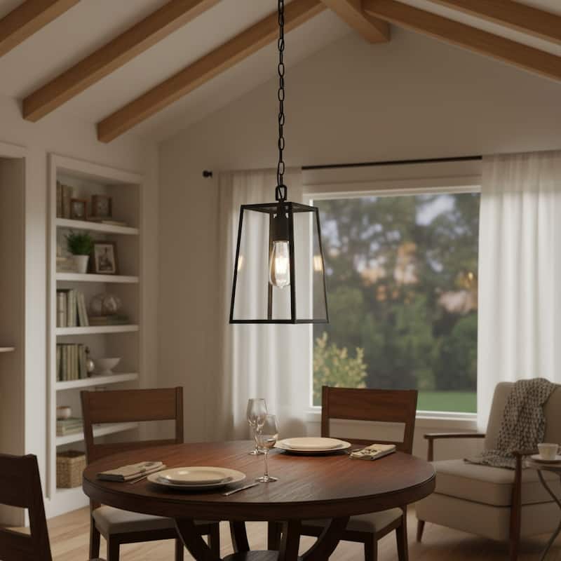 1 Light Outdoor Hanging Lantern in Imperial Black Finish - Imperial Black