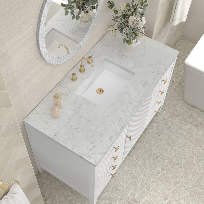 James Martin Vanities Myrrin 48" Vanity, Bright White - Eternal Jasmine Pearl.