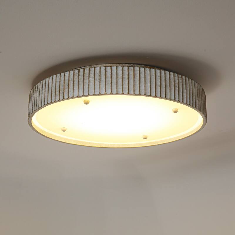 Vintage Distressed White Modern LED Flush Mount Ceiling Light