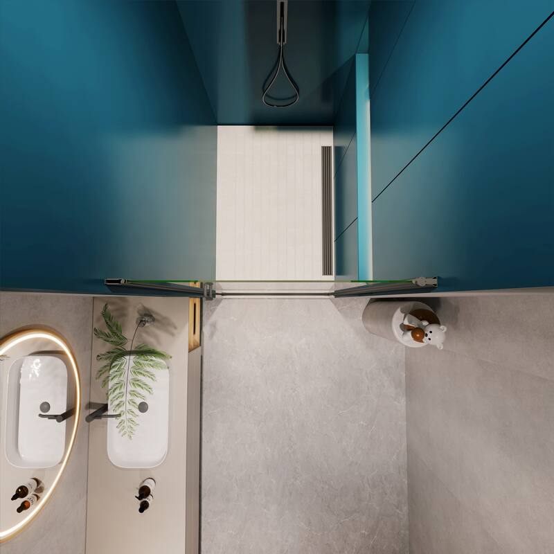 Semi-Frameless Pivot Shower Door with Tempered Glass