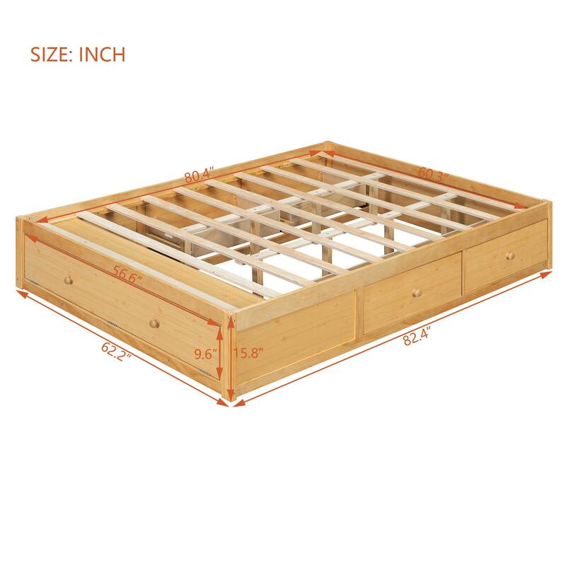 Queen Platform Bed Frame with Underbed Storage by Harper&Bright Designs