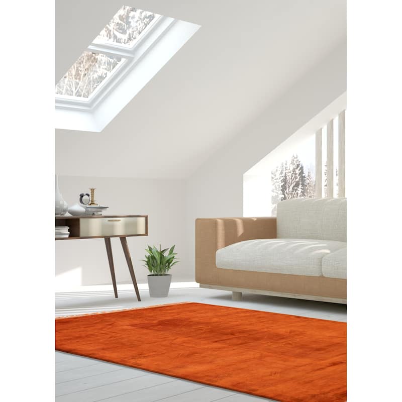 ECARPETGALLERY Hand-knotted Color Transition Burnt Orange Wool Rug - 6'7 x 9'11