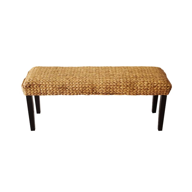 M4H Sultan Solid Wood Natural Water Hyacinth Indoor Bench - Brown