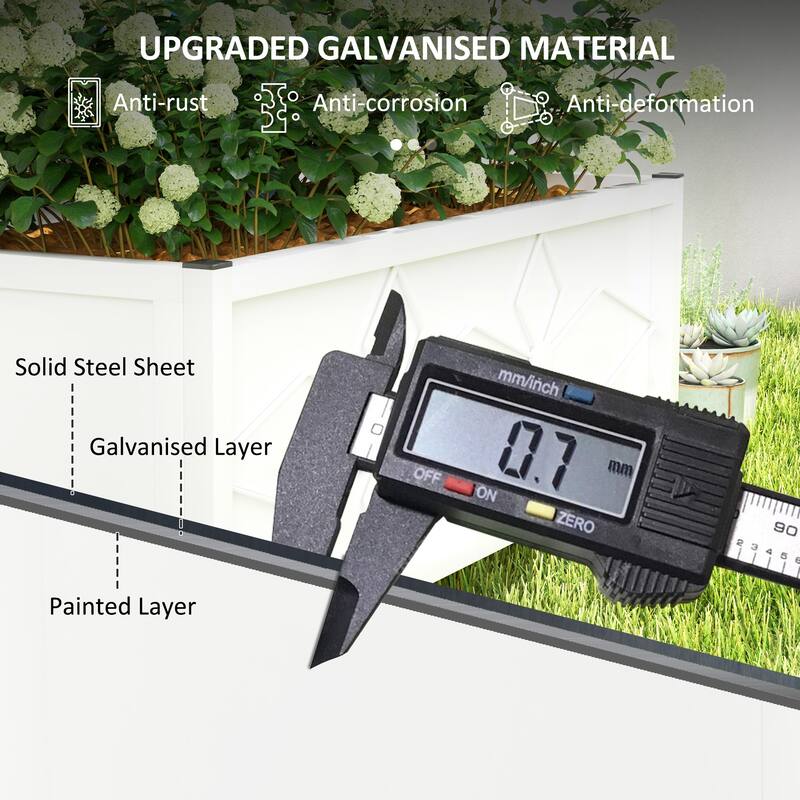 Outsunny Galvanized Raised Garden Bed with Trellis, Outdoor Planter Box for Climbing Vines Vegetables Flowers, Metal Garden Box