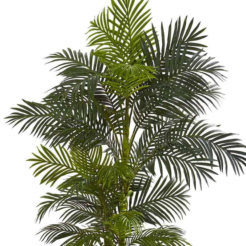 7' Golden Cane Artificial Palm Tree in Decorative Planter - Green