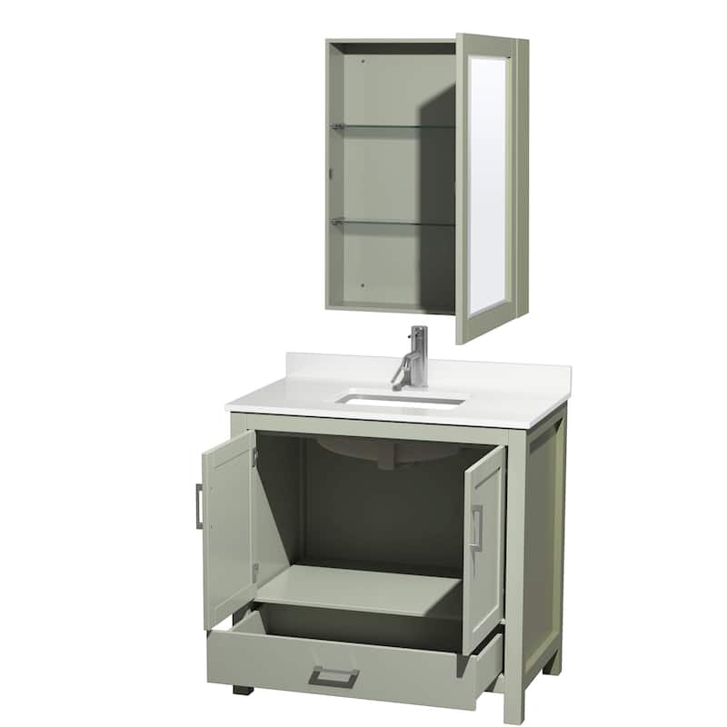 Wyndham Collection WCS141436S-QTZ-UNSMED Sheffield 36" Free Standing