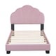 preview thumbnail 6 of 18, Twin Size Platform Bed Frame Velvet Upholstered Headboard Wooden Slats Support, Kids Wood Platform Bed Easy Assembly