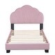preview thumbnail 11 of 18, Twin Size Velvet Upholstered Platform Bed for Kids Pink - Twin