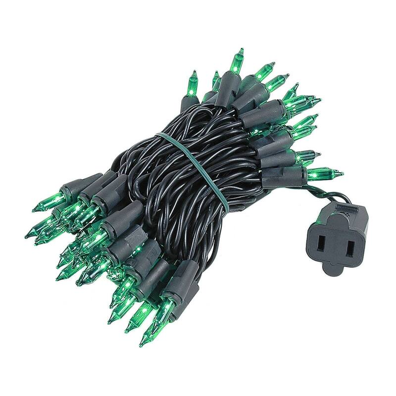 50 Light Christmas Mini Light Set, Black Wire, 11' Long