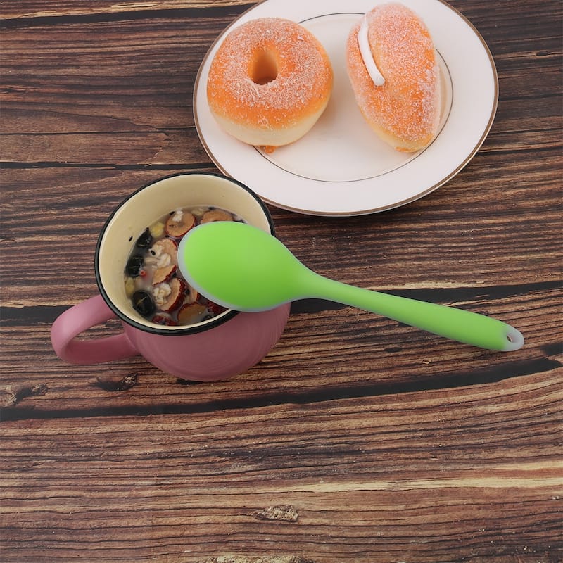 Silicone Dinner Dessert Spoon Serving Eating Utensil - 7.9" x 1.8"(L*W)