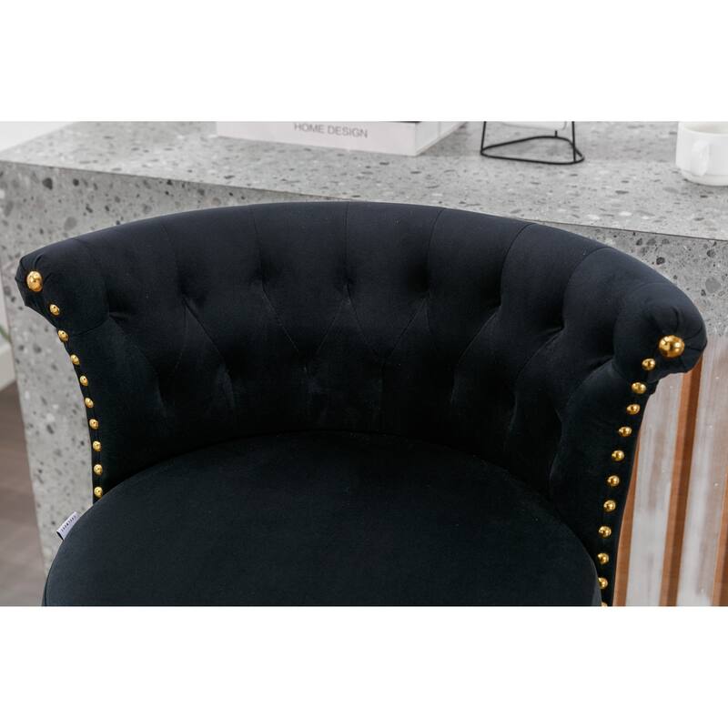 Black Swivel Bar Stools Set of 2 Adjustable Counter Height Chairs with Footrest