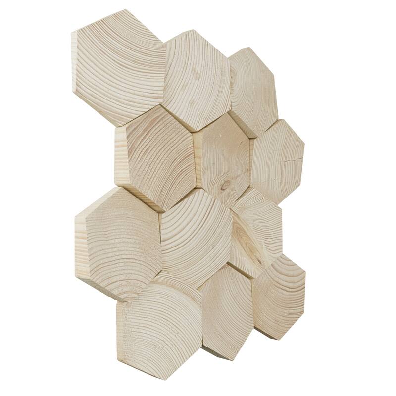 11 7/8"W x 11 7/8"H x 1/2"P Medium Honeycomb Wood Mosaic Wall Tile, Spruce - 11 7/8"W x 11 7/8"H x 1/2"P