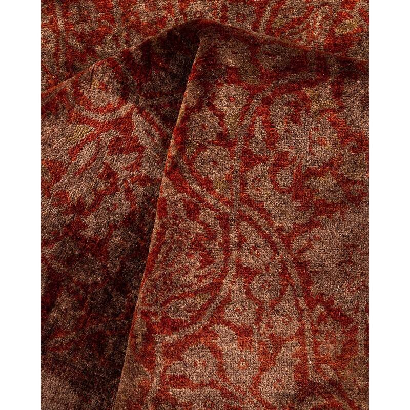 Overton Hand Knotted Wool Vintage Inspired Modern Contemporary Overdyed Brown Area Rug - 4' 1" x 6' 3"