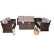 preview thumbnail 11 of 11, Leavitt 7-Piece Patio Wicker Chat Set with Fire Pit Table