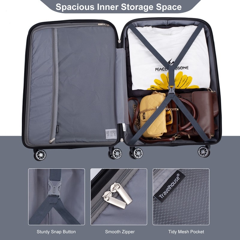 Double Spinner Wheels PP Luggage Sets Hardshell Suitcase with TSA Lock,3-Piece Set