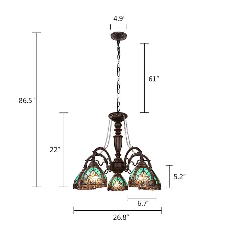 Tiffany Style Victorian Design 5-light Dark Bronze Chandelier - 22 High