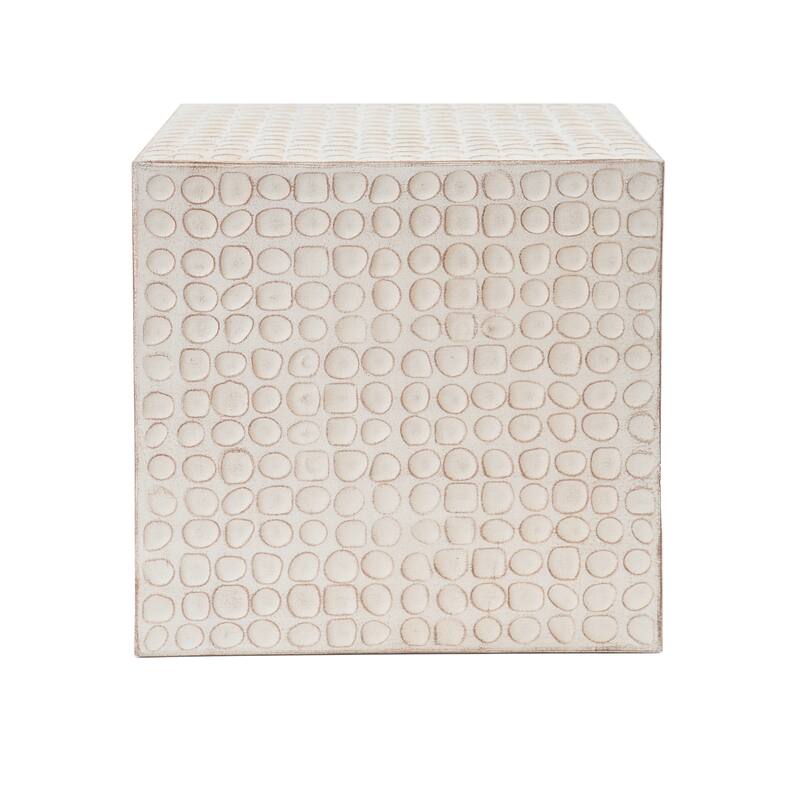 Outdoor Side Table, Patio End Table Cube, MGO Fluted Coffee Table for Outside, Garden, Backyard, Poolside Accent Table