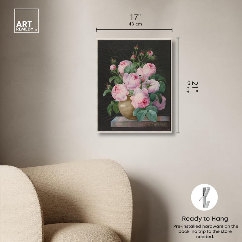 Pink Roses in a Vase Canvas by Art Remedy