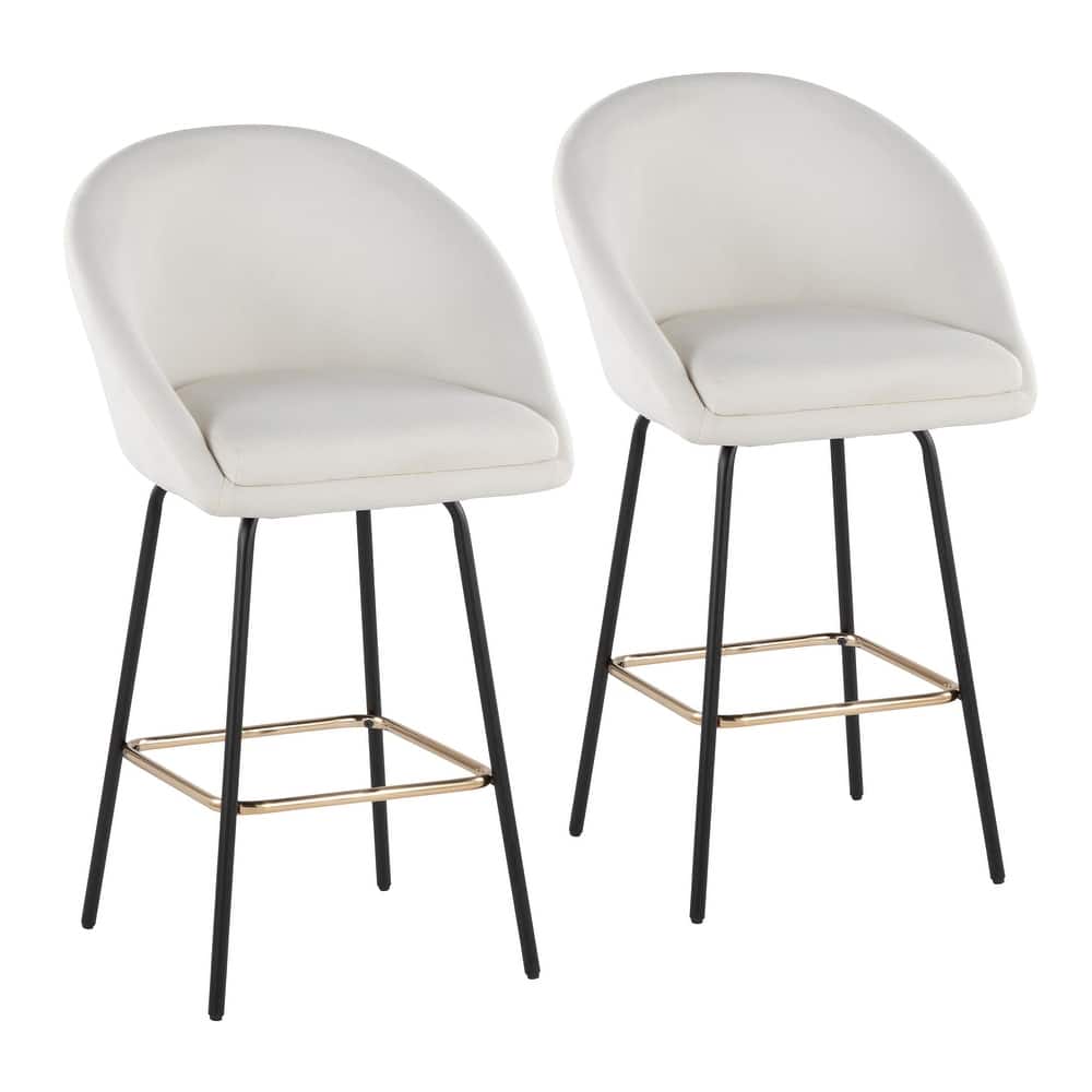 Porch & Den Livesey High Back 26" Counter Stool with Metal Legs & Square Footrest (Set of 2)