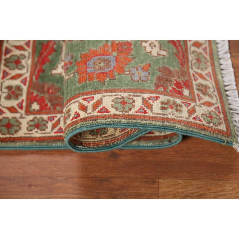 Green Floral Kazak Accent Rug Handmade Wool Carpet - 2'0" x 3'0"