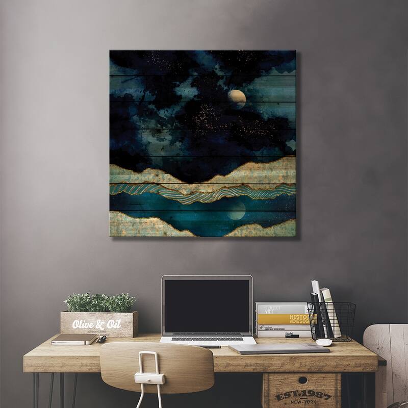 Indigo Sky Print On Wood by SpaceFrog Designs - Multi-Color