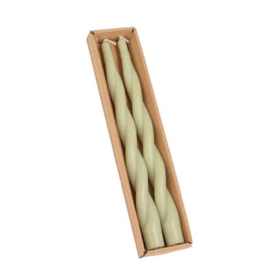 Unscented Elongated Twisted Taper Candles in Box - 0.88"L x 0.88"W x 10.0"H