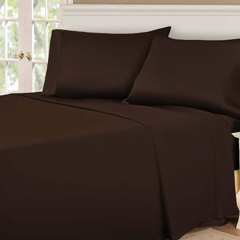 Superior Egyptian Cotton 530 Thread Count Deep Pocket Solid Sheet Set - Twin XL - Chocolate