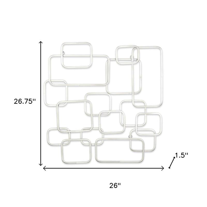 HomeRoots 27" X 26" Silver Geometric Metal Abstract Hanging Dimensional Sculpture
