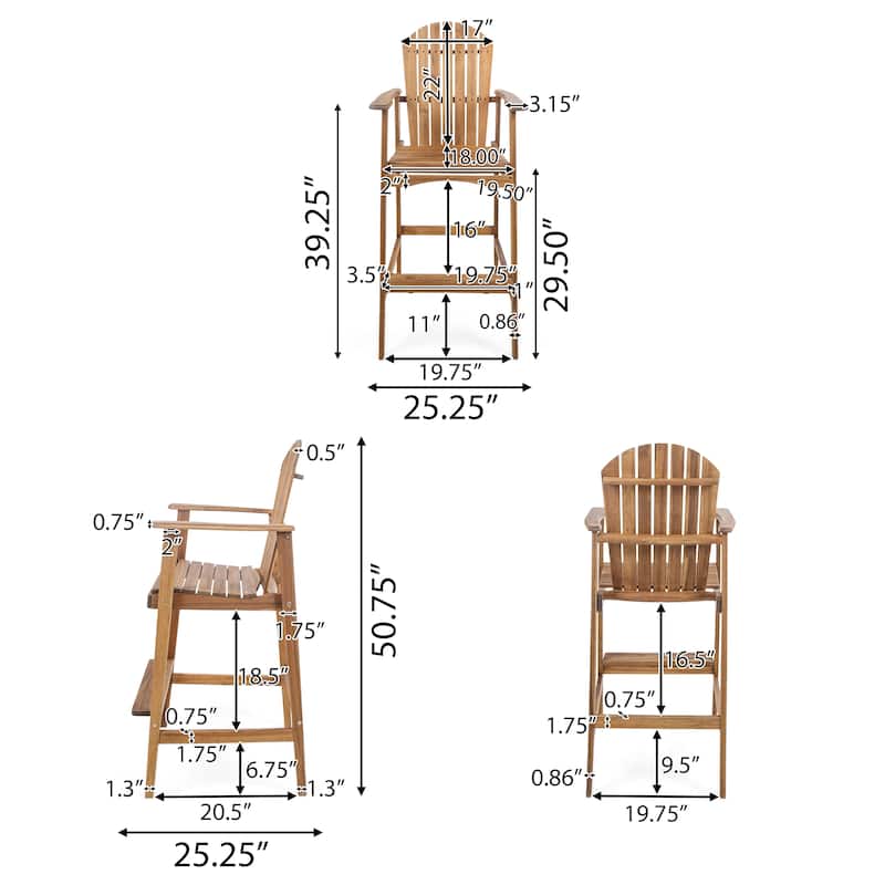 Malibu Outdoor Wood Acacia Barstool (Set of 4) by Christopher Knight Home